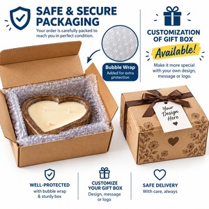Portavelas de Madera en Forma de Corazón Hecho a Mano, Ecológico, con Cera de Soja Aromática, para Decoración del Hogar en San Valentín y Navidad - Product Image 5