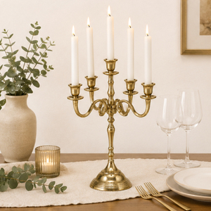 5 Arm Gold Metal Candelabra Centerpiece for Wedding <b>Table</b> Decoration Elegant <b>Tall</b> Aluminum Candlestick Holder Event Supplies - Product Image 4