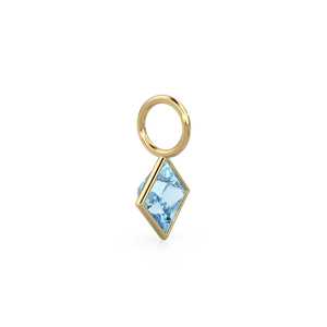 Colgante de oro amarillo macizo de 14k con bisel para joyería, con aguamarina de 5mm / Piedra de nacimiento de marzo / Gema azul con corte princesa - Product Image 4