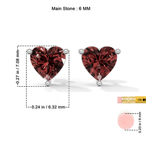 Heerani Jewels Pink <b>Garnet</b> 925 Sterling Silver Trendy Heart Shape Stud Claw Setting Silver Plated Unisex Engagement <b>Earrings</b> - Product Image 6