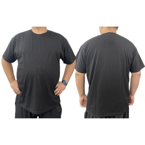 T-shirt décontracté noir uni à manches courtes pour homme grande taille, coupe ample, col rond, idéal pour l'été, pour adultes corpulents - Product Image 4