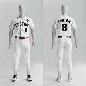Ensemble uniforme de baseball pour homme, logo blanc, 100 % polyester, imprimé par transfert thermique, manches courtes, respirant, séchage rapide - Product Image 2