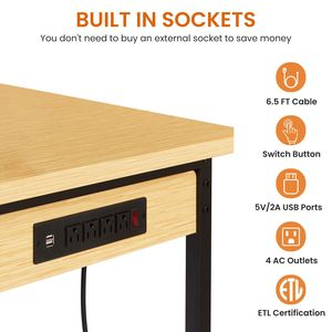 Planche de travail réglable robuste de 48 pouces avec panneau perforé, capacité de 1600 lb. Plan de travail en bois sur roulettes, capacité de charge 1600 lb. Roulettes pour meubles - Product Image 2