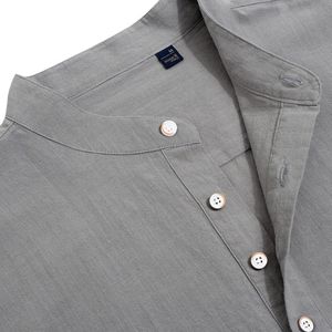 Men's Custom Stand Collar <b>Short</b> <b>Sleeve</b> Button Front <b>Shirt</b> with Chest Pocket for Casual Smart Summer Wear <b>Shirts</b> - Product Image 3