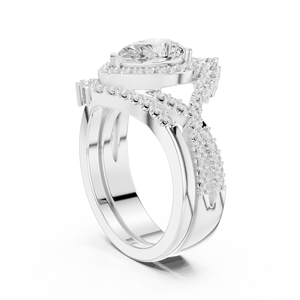 Anillo de Oro Blanco de 18K con Diamante Cultivado en Laboratorio, Corte Pera Imperial, Halo de Lágrima Real, Corona Vintage, Chapado en Rodio, para Mujer - Product Image 4