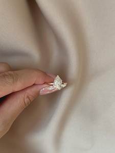 2 Carat Pear Cut Lab Grown Diamond <b>Solitaire</b> Engagement <b>Ring</b> 18K Gold Plated Trendy Design for Anniversary - Product Image 4