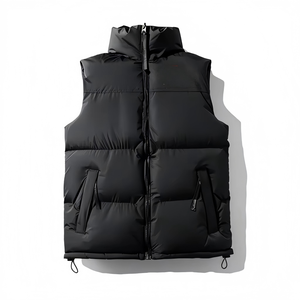 MANWA <b>Men's</b> Winter Puffer <b>Vest</b> Stand Collar Solid Color Plus Size Casual Outerwear Waterproof Polyester Wadding Warm Zipper - Product Image 3