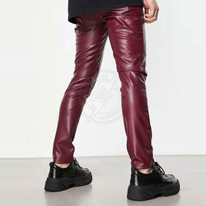 Pantalones de cuero hechos a medida para hombre con logotipo personalizado, diseño único, precio al por mayor - Product Image 4