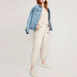 Women Cargo <b>Pants</b> Be Dot Logo High Waist Ankle-Length Loose Fit Casual Canvas <b>Pants</b> With Pockets Breathable Woven Style - Product Image 4