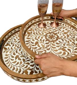 อินเดียธรรมชาติไม้ให้บริการถาดตกแต่งบ้านถาด - Product Image 1