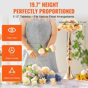 24 pezzi 50cm/19.7 'supporto floreale in metallo dorato per centrotavola da sposa e decorazioni da tavola - Product Image 4