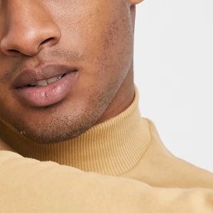 Suéter de Punto para Hombre, Color Sólido, Manga Larga, Corte Regular, para Otoño, 100% Algodón, Diseño de Cuello Alto - Product Image 3