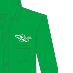 The Links Button Down Shirt Kelly Green with White Logo <b>Mens</b> Casual Long Sleeve <b>Dress</b> Shirt Custom Apparel Bulk Supply - Product Image 5