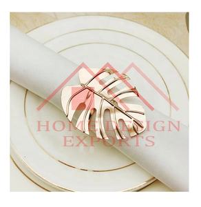 Rond de serviette en forme de feuille en métal de qualité supérieure maison hôtels et restaurants décor de mariage de table meilleur anneau de serviette en feuille d'or - Product Image 1