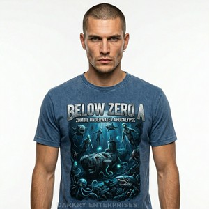 Camiseta Personalizada para Hombre con Gráfico de Apocalipsis Subacuático de Zombis, Lavado Ácido, Algodón, Ropa Urbana, Fabricante de Ropa Masculina - Product Image 1