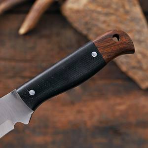 Cuchillo de Caza Nórdico Forge de Acero Inoxidable de Grado Industrial con Hoja Fija y Punta Caída, para Desollar y Acampar, Mango de Madera Micarta de 8.875 Pulgadas - Product Image 5