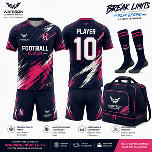 Custom Football Uniform Set Men's Jersey Shorts Socks Bag Sublimation Print Breathable Polyester Teamwear Set - Product Image 1