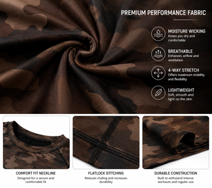 <b>Men's</b> Brown Camo <b>Compression</b> Rash Guard Long Sleeve Athletic Gym <b>Shirt</b> Fitness Training Workout Sports Base Layer Sportswear - Product Image 6