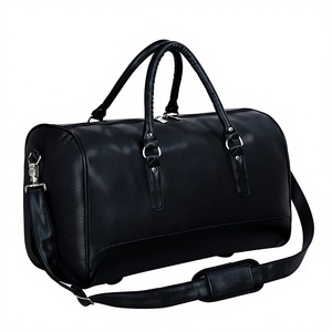 Casual Luxury Black Genuine Leather Zipper Duffle <b>Bag</b> <b>Wheels</b> Large Rolling Travel <b>Weekend</b> Carry Luggage Eco-Friendly Water - Product Image 4