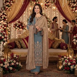 Meilleure qualité indien pakistanais vêtements femmes 2 pièces costume asiatique Shalwar Kameez costumes dernière conception mode porter des robes de mariée - Product Image 2