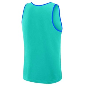 Débardeur pour homme en couleur unie, à séchage rapide, col rond, vêtement décontracté, 100% polyester, tricoté, sans manches, vert avec bordure bleue - Product Image 3