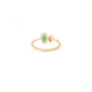 Minimalist 18K <b>Gold</b> Emerald Cut Gemstone <b>Ring</b> with Round Brilliant Diamond Bezel Setting for Women's Everyday Wear - Product Image 3