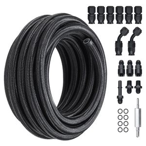 Kit Tubo Carburante 6AN da 7,6 m con Tubo Carburante in PTFE Intrecciato in Nylon e Acciaio Inossidabile da 8 mm, Compatibile con E85/Olio/Gas/Diesel, Adatto per Tubi e Condotte di Aspirazione Aria - Product Image 1