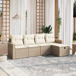 Conjunto de Sofás Modulares Grandes de Ratán Sintético Beige para Jardín, Muebles Modulares Cómodos para Exteriores - Product Image 1