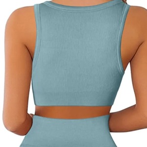 Ensemble de yoga pour femme tendance 2026, nouvelle collection, respirant, léger, 2 pièces, sans manches, taille ajustée, avec logo personnalisé - Product Image 3