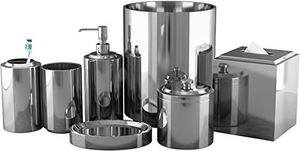 Moderno juego de accesorios de baño de acero inoxidable de 6 piezas con dispensador de pañuelos, jabonera y elegante tocador - Product Image 2