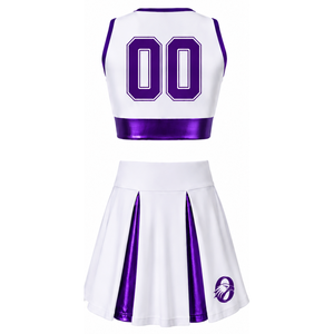 Maillot de cheerleading sans manches sublimé blanc et violet foncé, tenue de sport athlétique pour l'entraînement et la compétition - Product Image 2