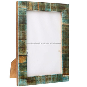 Fabriqué à la main belle résine d'os en bois incrustation cadre Photo personnalisé découpe impression haute qualité décoration de la maison inde - Product Image 1