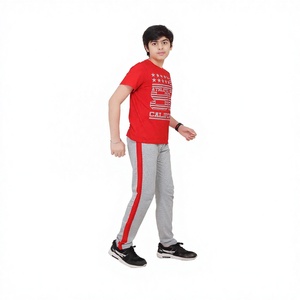 Vente en gros de t-shirts pour enfants en jersey décontracté à col rond personnalisé pour garçons, imprimé animal, écologique, respirant, 2 pièces - Product Image 1