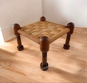 Handcrafted Traditional Modern Space-Saving <b>Wood</b> Foot <b>Stool</b> & Ottoman for Living Room Home Furniture - Product Image 5