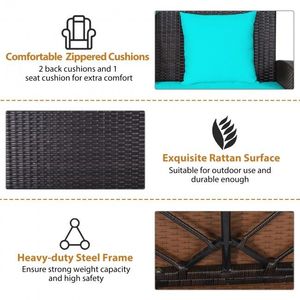 Dondolo da Giardino in Rattan per 2 Persone con Cuscini Confortevoli per Rilassarsi sul Tuo Portico - Product Image 6