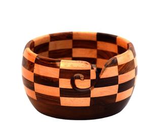 Cuenco de hilo de madera para tejedores, soporte de hilo de ganchillo, diseño de mezcla de madera de haya de palisandro, cuenco de hilo para tejer ganchillo - Product Image 1