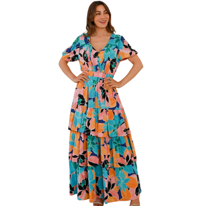 Vestido maxi bohemio para mujer, vestido festivo con estampado floral - Product Image 1