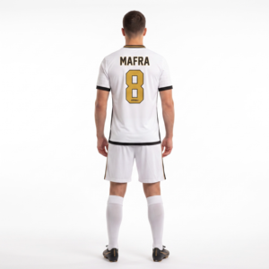 Camiseta de Entrenamiento de Fútbol Retro para Hombre, 100% Poliéster Jacquard, Cuello en V, Blanca, Personalizable OEM - Product Image 2