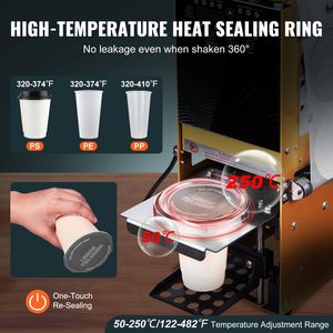 Sigillatrice Elettrica Efficiente per Tazze da Tè Boba 500-650 Tazze/Ora, Altezza 180mm, Tecnologia di Sigillatura a Caldo per Tazze da 90/95mm - Product Image 3