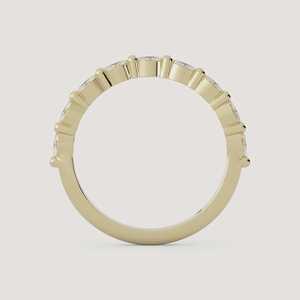 Bague demi-éternité en or massif 14 carats avec diamants de laboratoire taille marquise, empilable, minimaliste, pour usage quotidien, élégante, bande de 1,5 mm - Product Image 3