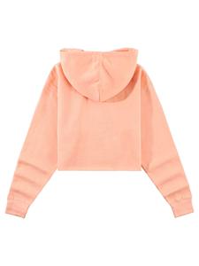 เสื้อฮู้ดครอปท็อปผู้หญิงสำหรับฤดูหนาว แขนยาว ผ้าฝ้ายฟลีซเนื้อนุ่ม สวมใส่สบาย มีฮู้ดปรับได้ กระเป๋าแบบจิงโจ้ - Product Image 2