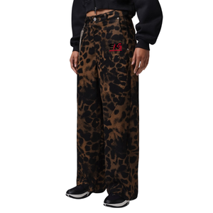 Jean large à imprimé léopard, taille haute, coupe ample, en denim, décontracté, streetwear pour femme - Product Image 1