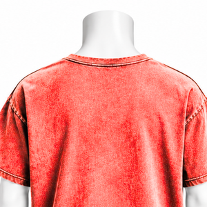 T-shirt rose corail délavé avec poche poitrine, en coton premium, manches courtes, coupe ample, style vintage décontracté pour le quotidien - Product Image 4