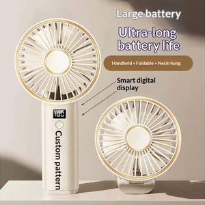 Ventilateur portable de poche 1200mAh 180 °   Ventilateurs pliables rechargeables par USB avec affichage à 6 vitesses réglables et batterie externe - Product Image 2