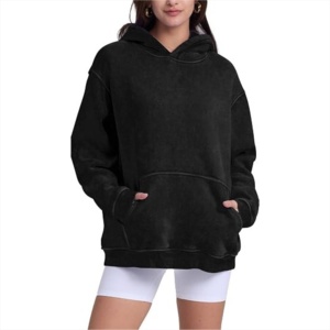 Pulls à capuche surdimensionnés pour femmes, nouveaux arrivages, tricotés, manches longues, en polaire, poches avant personnalisables pour femmes - Product Image 3