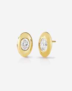 1.50 Carat Oval Cut Lab Grown Diamond <b>Stud</b> Earrings 14K 18K Solid Gold Puffy Bezel Set Dainty Minimalist Statement Wedding <b>Studs</b> - Product Image 6