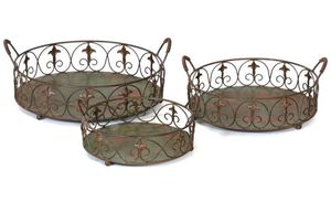 Plateau de service ovale en métal avec poignées, style vintage, vaisselle décorative durable - Product Image 5