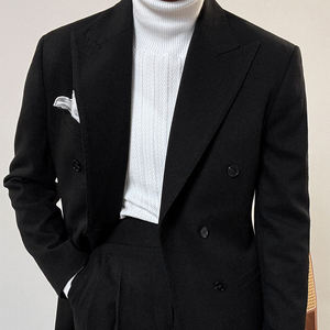 Costume de bureau formel classique italien pour femme, taille haute, pantalon à double boutonnage, antibactérien et respirant - Product Image 2