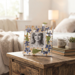REHMAN CRAFT Cadre photo personnalisé en acrylique fait main avec fleurs pressées, impression UV, transparent, flocons d'or botaniques, pour table - Product Image 4