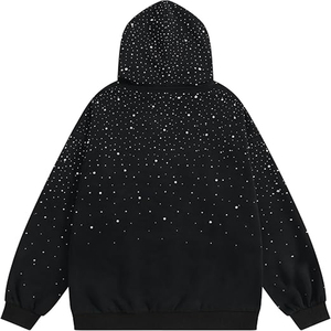 Custom Logo Winter <b>Drop</b> Shoulder French Terry Heavyweight 100% Cotton 450 Gsm <b>Acid</b> Washed Cropped Boxy Fit Rhinestone Hoodie Men - Product Image 2
